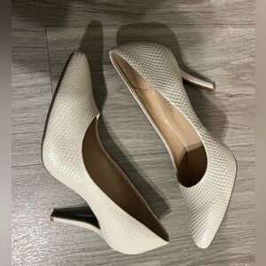 The Limited Snakeskin Heels, 8.5, white